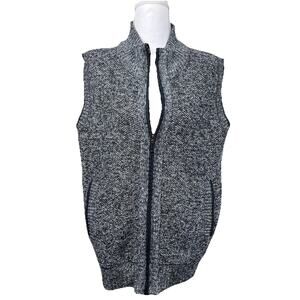 Men's Full‎ Zip Knit Vest Fleece Lined Medium Unbranded Pockets Navy Blue Preppy